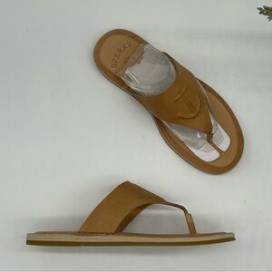 SPERRY Women's Seaport Thong Sandals in medium beige leather size 5.5M NEW
